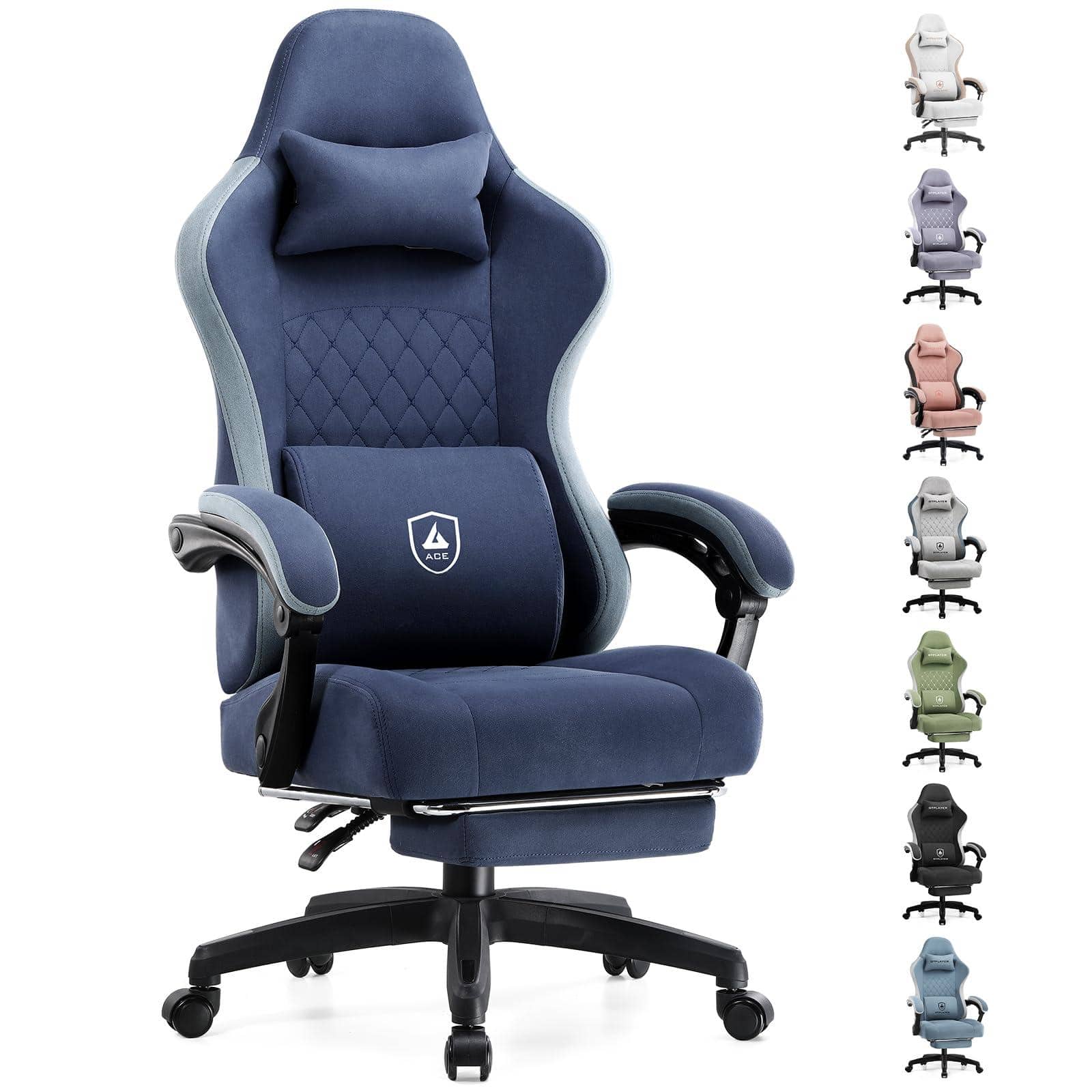 Hirose Alice - GTPLAYER Gaming Chair, Computer Office Chair with Pocket Spring Cushion, Linkage Armrests and Footrest, Hig - Navyblue