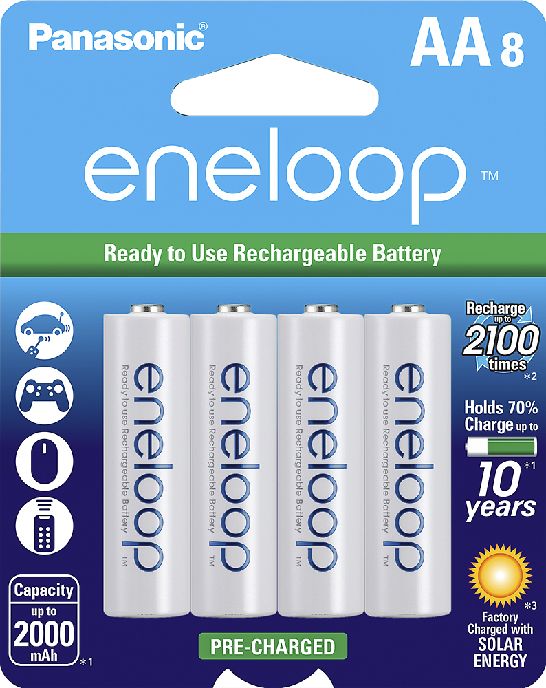 Panasonic - eneloop Rechargeable AA Batteries (8-Pack)