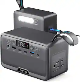 DaranEner - R100 Portable Power Station 89.6Wh LiFePO4 Battery, 100W Pure Sine Wave AC Output 7 Output Ports, USB-C PD Fast Charging (89.6 Wh Capacity) - Gray
