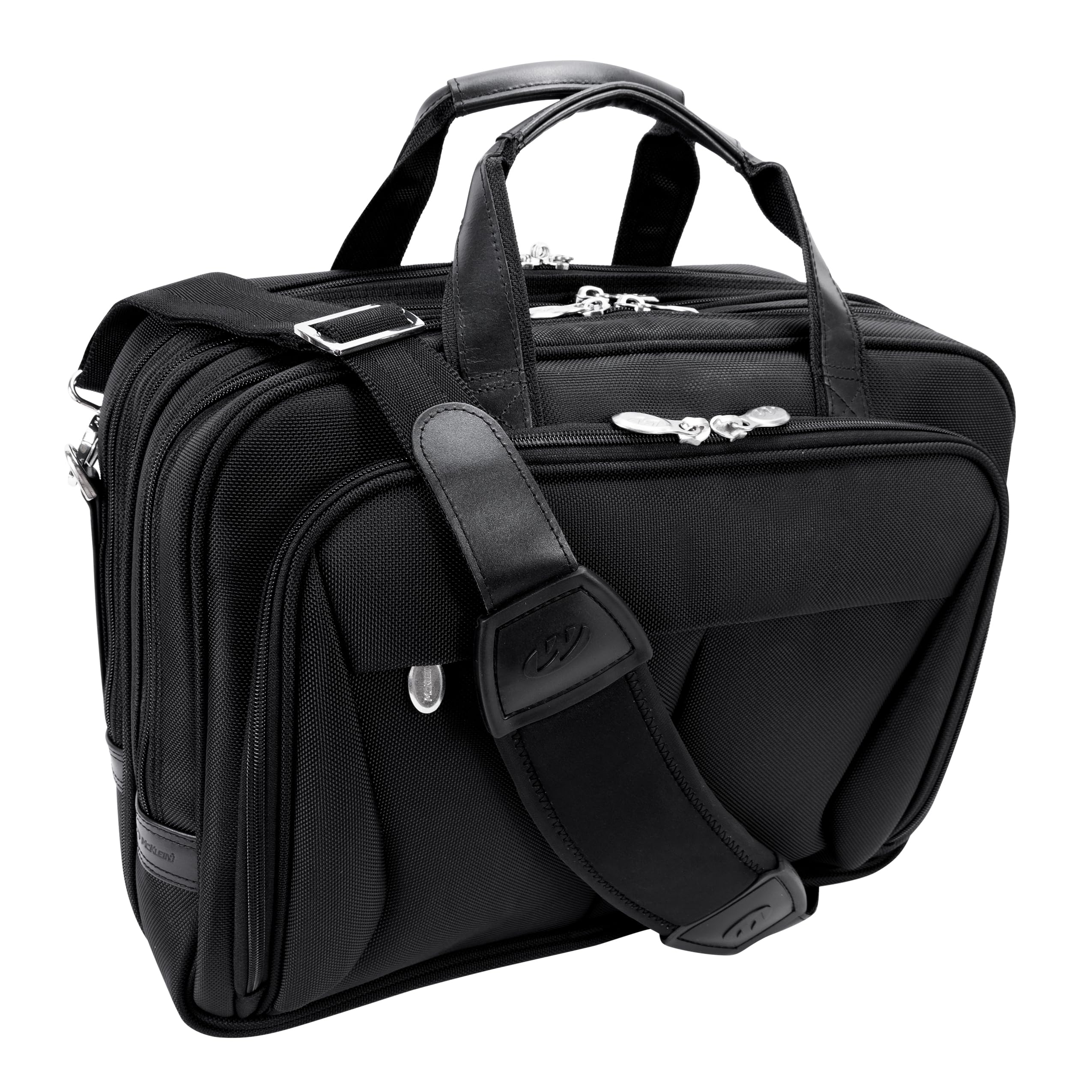 Alt View 3. McKleinUSA - 17-Inch Expandable Laptop Briefcase Double Compartment Ballistic Nylon Zippered Front Pockets Travel Office - Black.