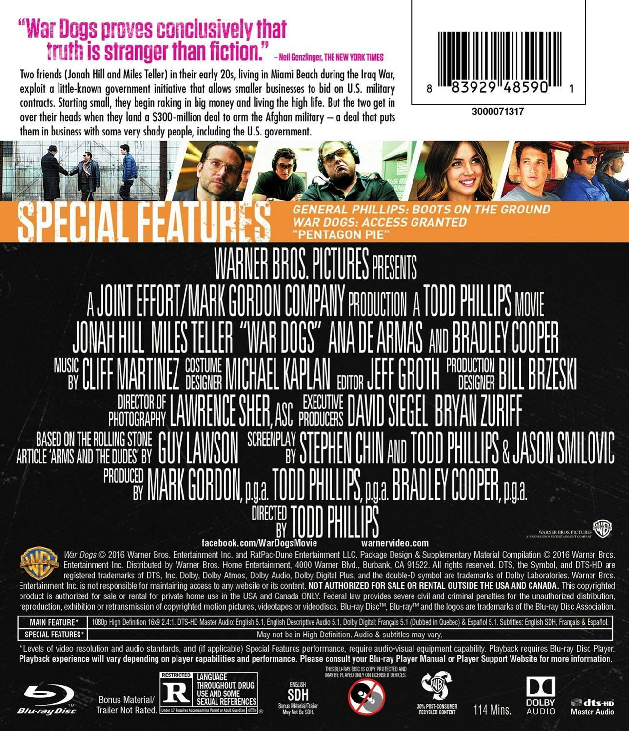Back. War Dogs [Blu-ray].