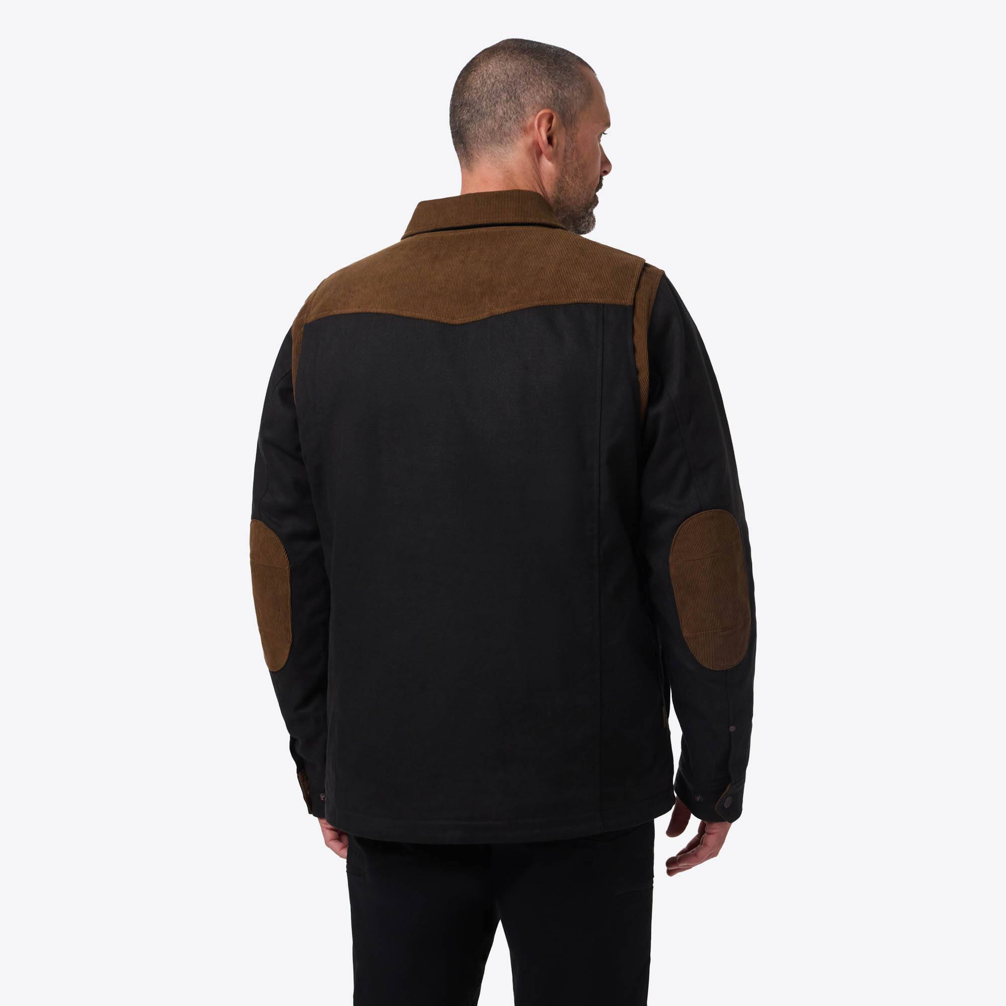 Back. Mobile Warming - App Controlled Men's Ranch 3/4 Heated Jacket - Black.