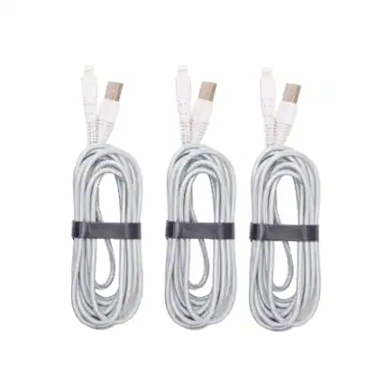 Front. Stock Preferred - 3x 10ft Nylon Braided Lightning Cable for iPhone 14/13/12/11/X/Pro Max – Fast Charging & Data Sync.