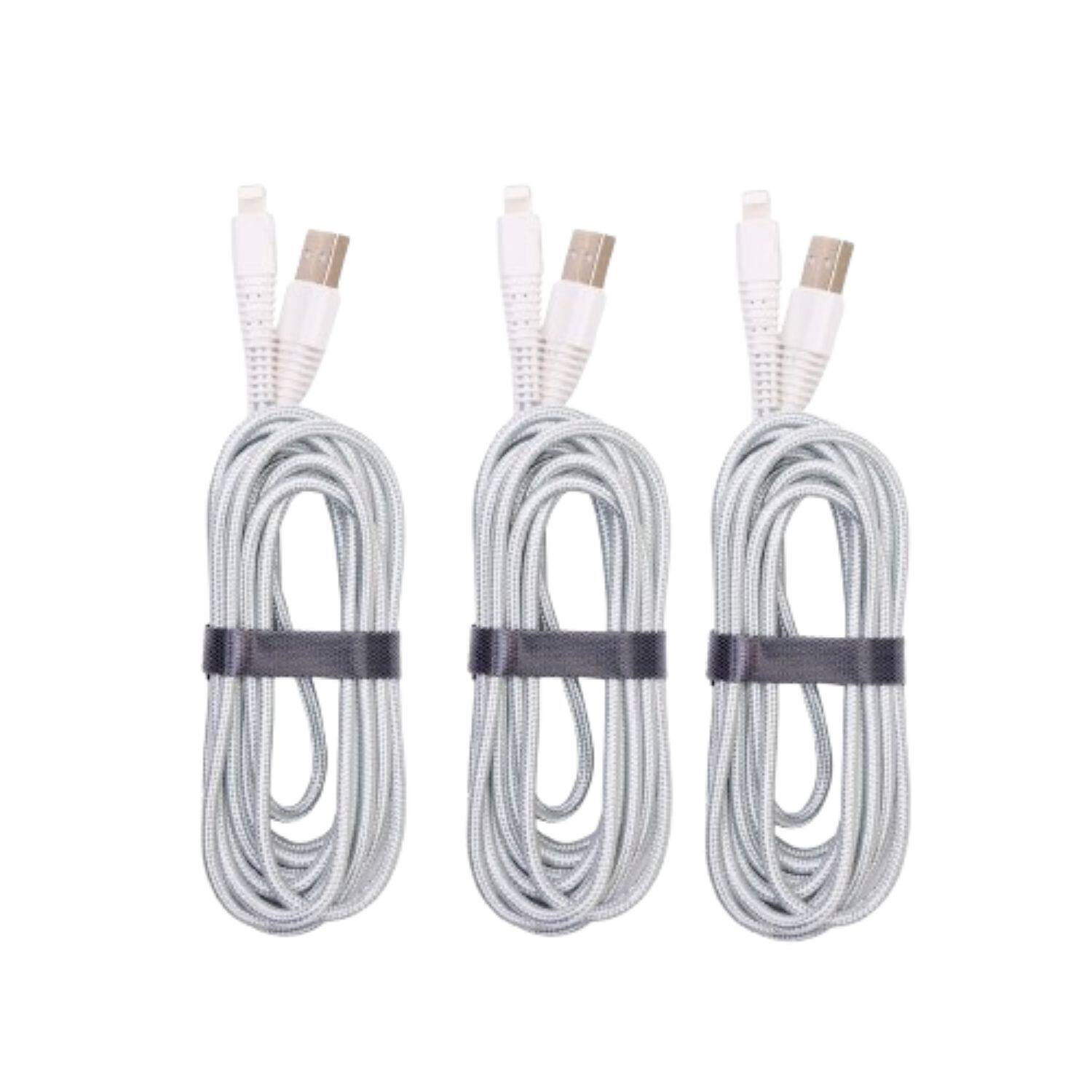 Stock Preferred - 3x 10ft Nylon Braided Lightning Cable for iPhone 14/13/12/11/X/Pro Max – Fast Charging & Data Sync