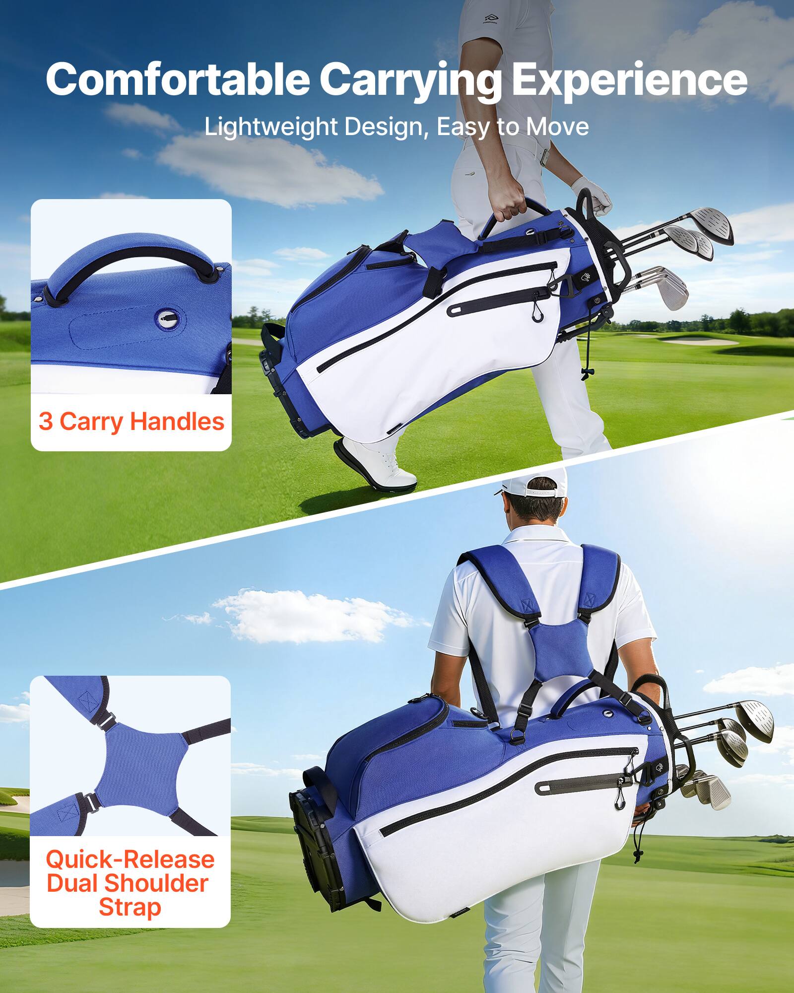 Comfortable Carrying Experience  
Lightweight Design, Easy to Move  

3 Carry Handles  

Quick-Release Dual Shoulder Strap
