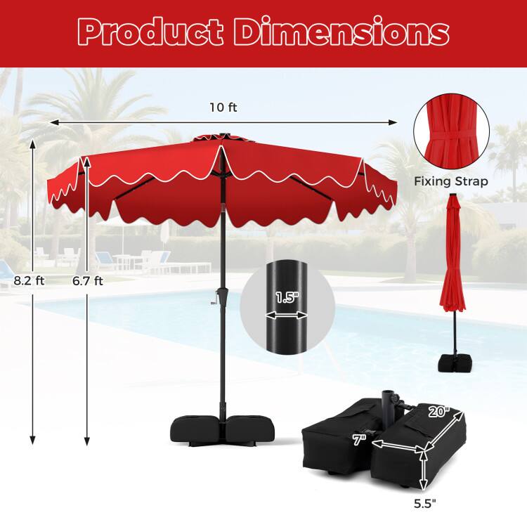 Product Dimensions:  
- 10 ft  
- Fixing Strap: 8.2 ft  
- 6.7 ft  
- 1.5"  
- 20"  
- 7"  
- 5.5"