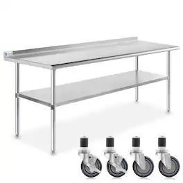 GRIDMANN - 72 x 30-in NSF Stainless Steel Table with 4 Casters - Silver