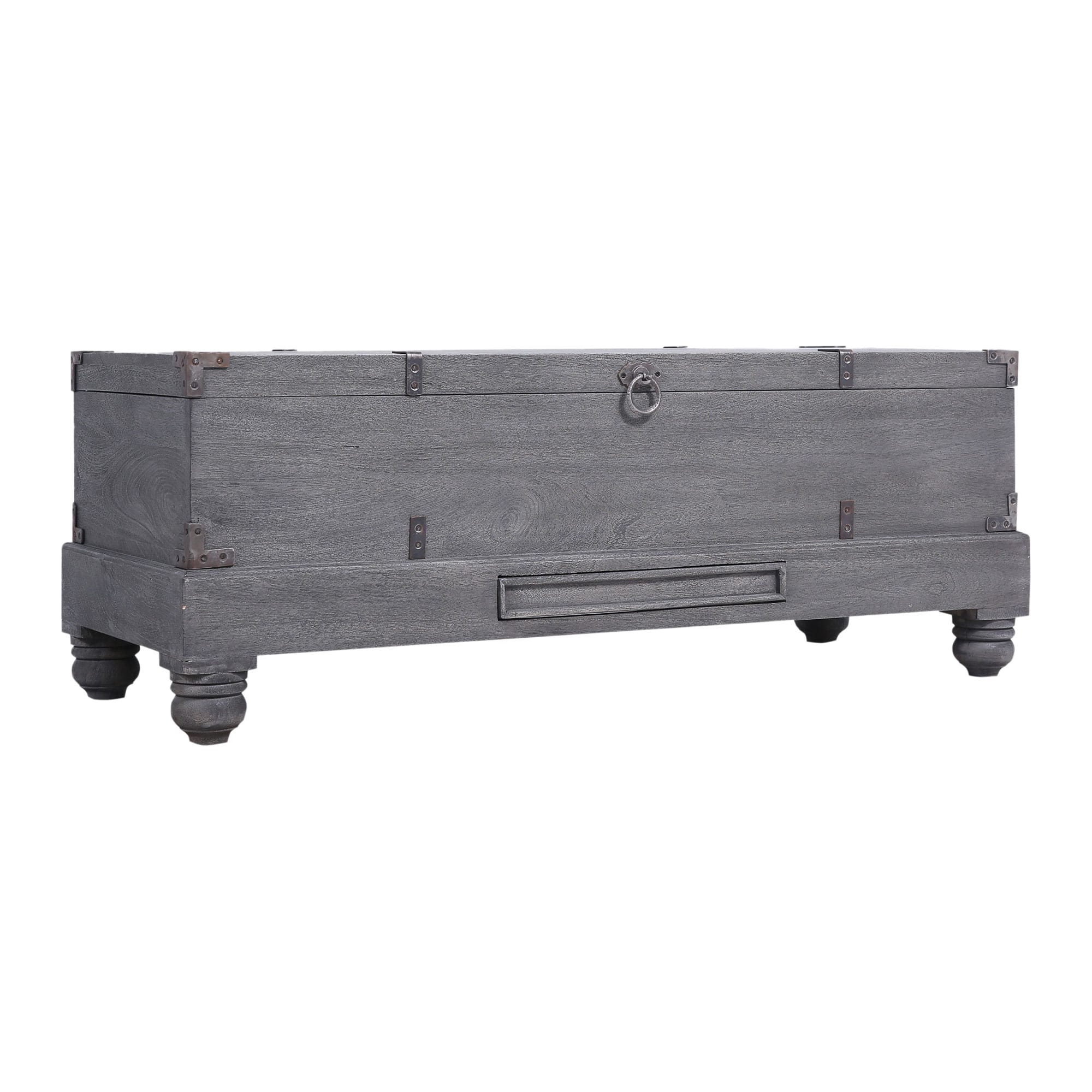 Maven Lane - Nerio Handmade Heritage Wooden Storage Bench, Grey Distressed Finish - Gray