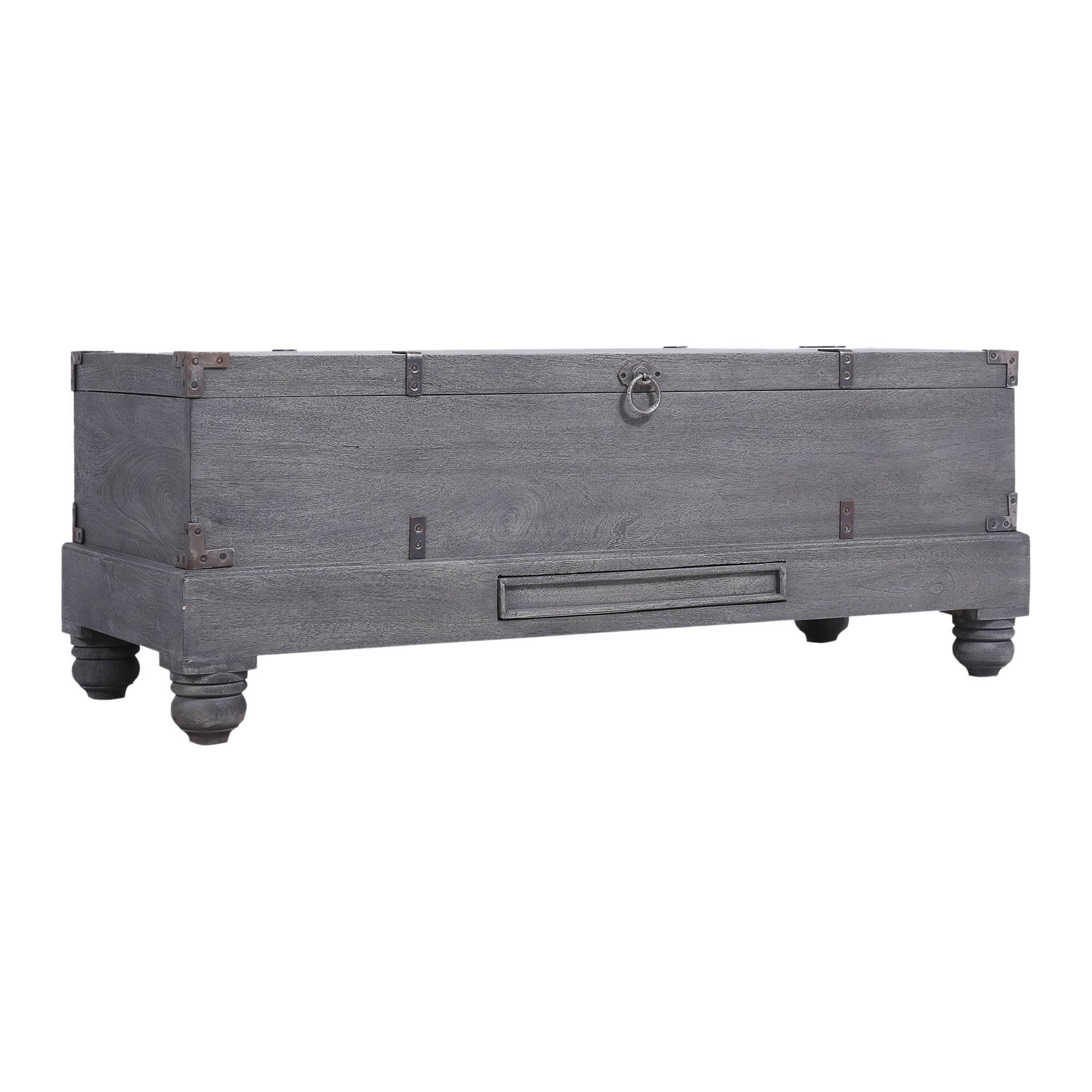 Front. Maven Lane - Maven Lane Nerio Handmade Heritage Wooden Storage Bench, Grey Distressed Finish - Grey.