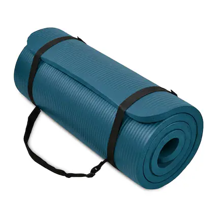 Front. BalanceFrom Fitness - BalanceFrom Yoga Mat, 1" Extra Thick Exercise Pilates Workout Mat, Navy Blue - Navy Blue.
