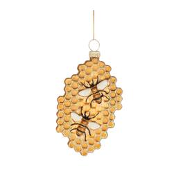 BreeBe - Bee and Honeycomb Ornament (Set of 12) - Yellow, Gold, Black