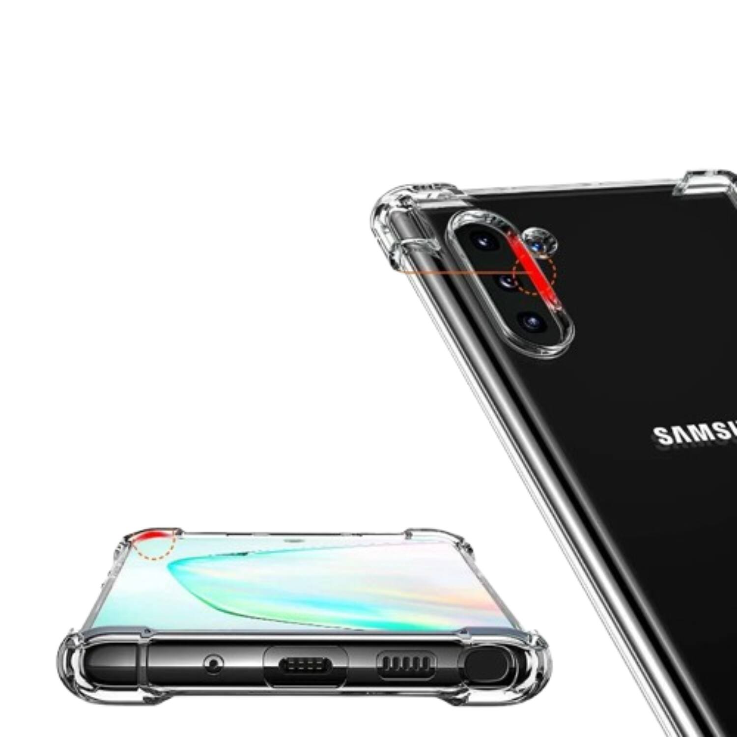 Left. Nakedcellphone - Clear Case for Samsung Galaxy Note 10 - Clear.