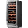Ca'Lefort - 15 inch Wine Fridge,3 color LED Wine cooler, Dual Zone 28-Bottle Wine Refrigerator,40-65°F,Built-in/Freestanding - Stainless Steel