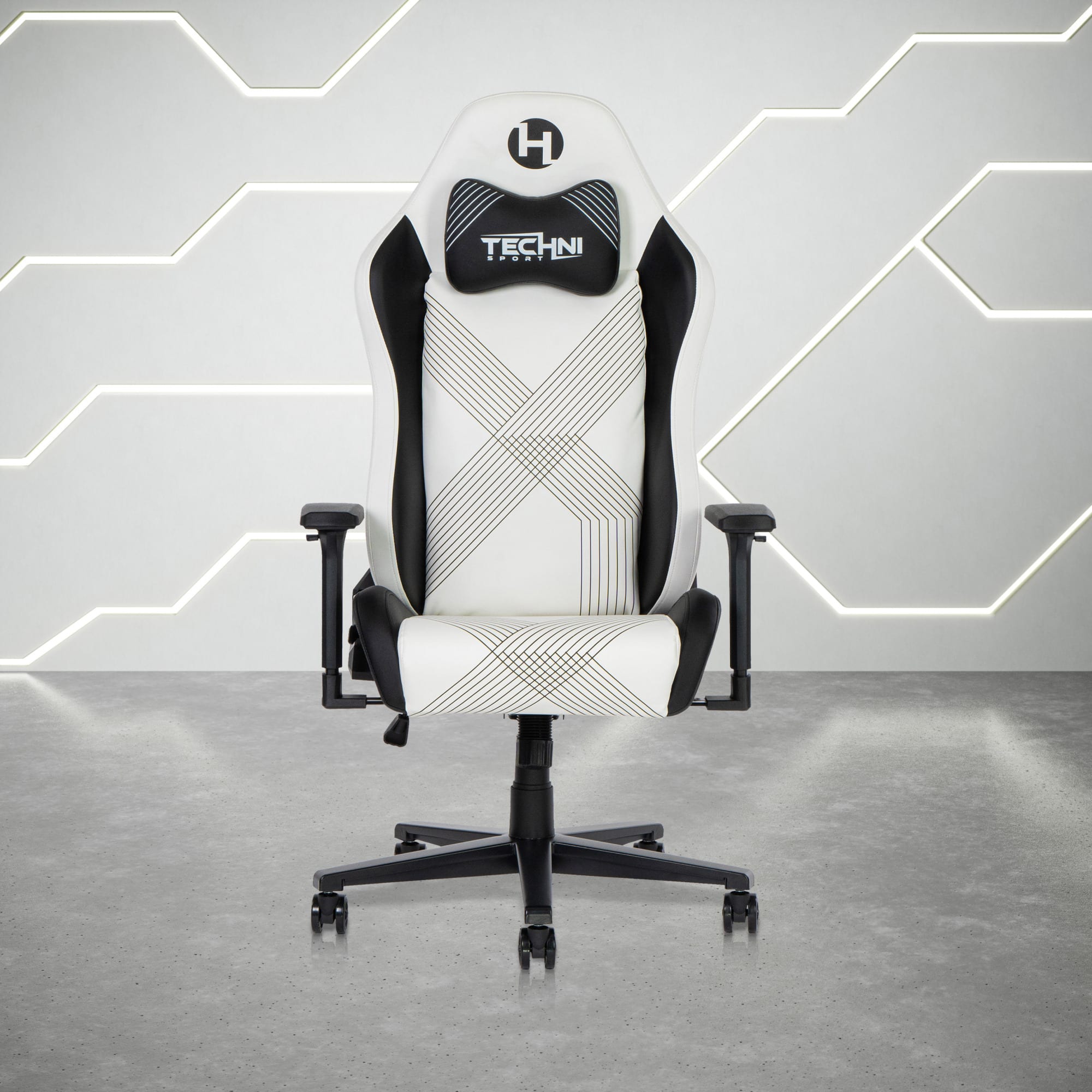 GOODSILO - Premium Gaming Chair with Memory Foam Seat and Adjustable Armrests for Ultimate Comfort - White