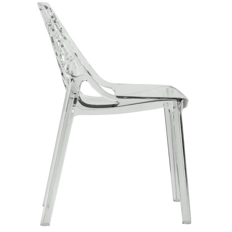 Alt View 1. LeisureMod - Cornelia Modern Stackable Accent Dining Chair with Cut Out Backrest Design for Dining Rooms or Patios - Clear.