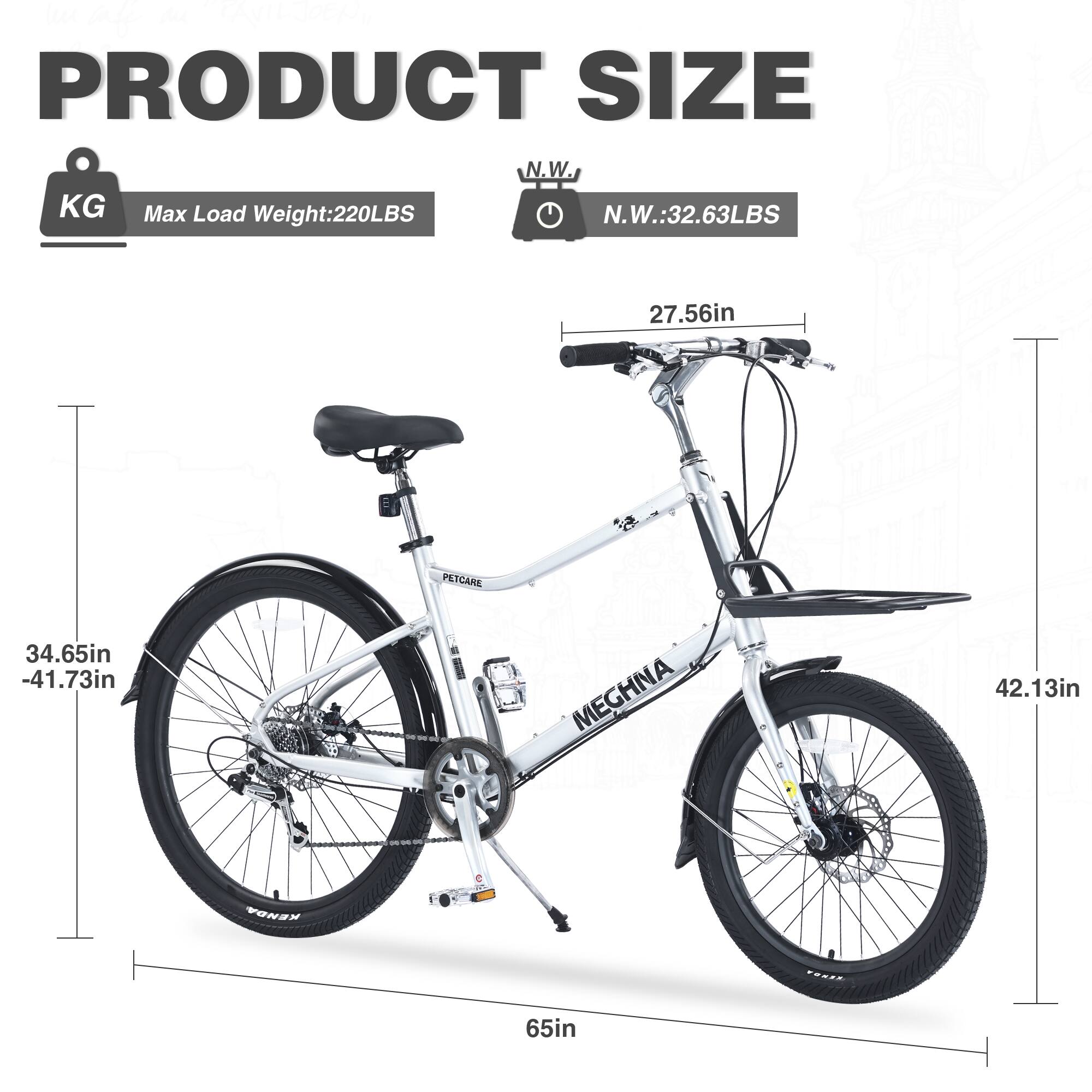 **PRODUCT SIZE**

- **Max Load Weight:** 220LBS
- **N.W.:** 32.63LBS

- **Height:** 65in
- **Seat Height:** 27.56in
- **Frame Height:** 42.13in
- **Wheel Diameter:** 34.65in - 41.73in