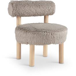 Meridian Furniture - Ambre Beige Vegan Shearling Fabric Upholstered Accent Chair - Brown