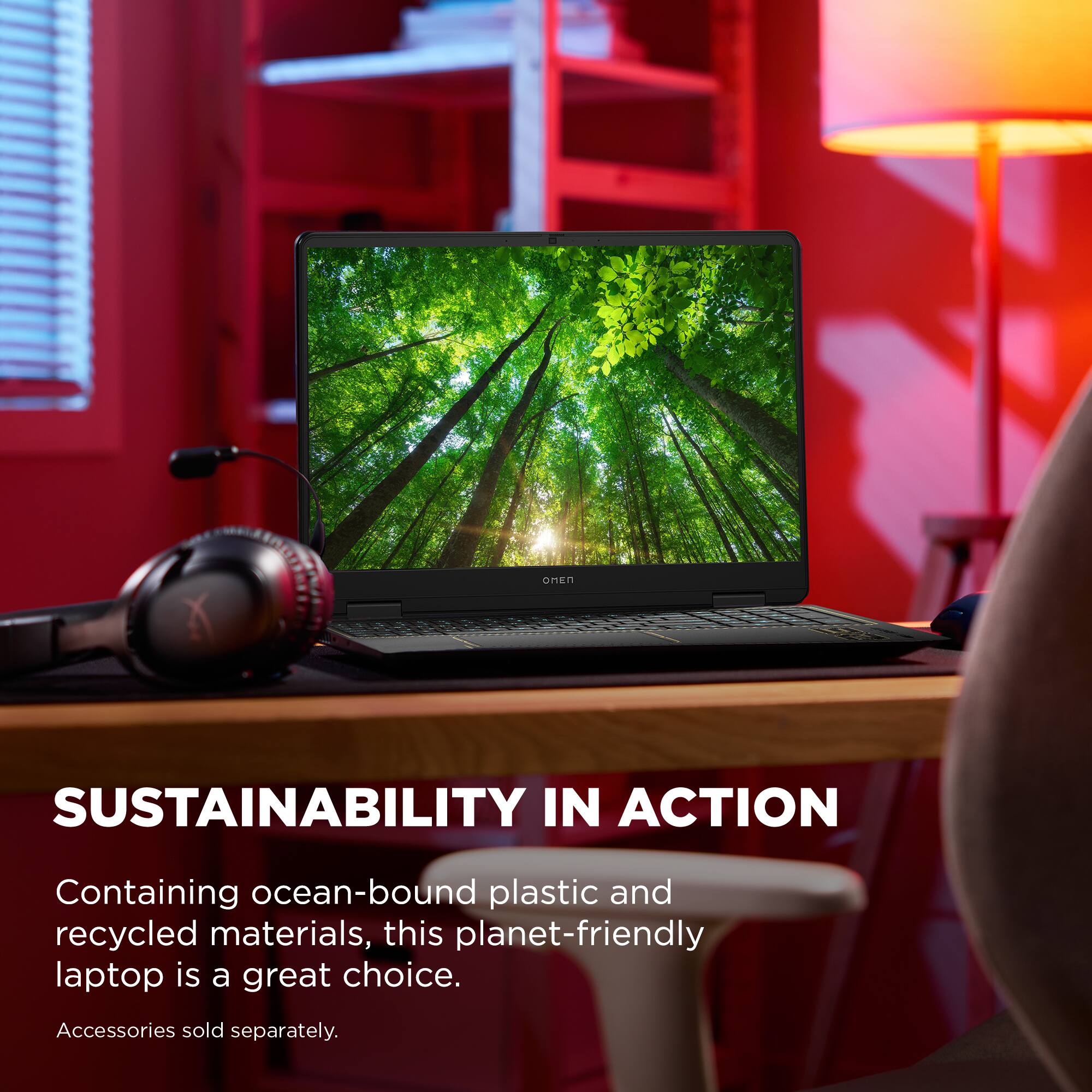 SUSTAINABILITY IN ACTION

Containing ocean-bound plastic and recycled materials, this planet-friendly laptop is a great choice.

Accessories sold separately.
