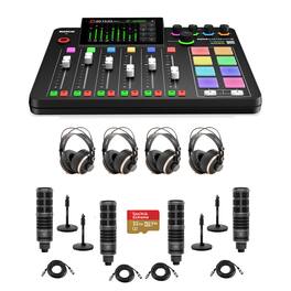 RODE - RODECaster Pro II Integrated Audio Production Studio Console Bundle with 4x TAP300 Mic, 4x TAPH700 Headphones, 4x