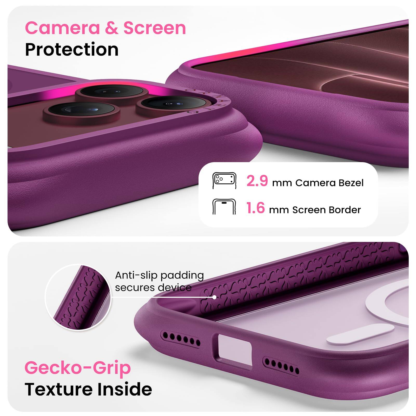 Camera & Screen Protection

2.9 mm Camera Bezel

1.6 mm Screen Border

Anti-slip padding secures device

Gecko-Grip Texture Inside