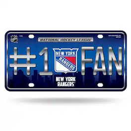 Rico Industries - New York Rangers #1 Fan Metal License Plate Auto Tag - Multi