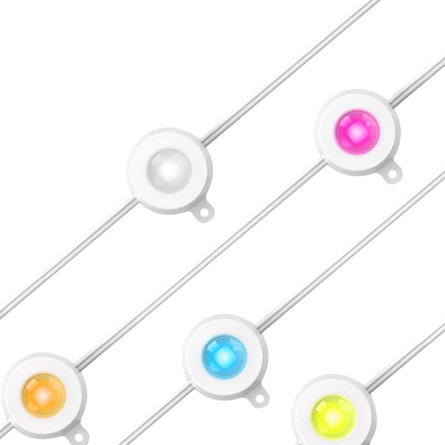 Left. FEIT ELECTRIC - Feit LED Smart-Enabled Permanent Color Changing String Lights Multicolored 50 ft. 30 lights.