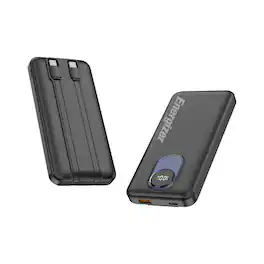 Energizer - 4 Device 35W PowerBank 10000mAh LCD Display w/Built-In Cables UE10097PQ