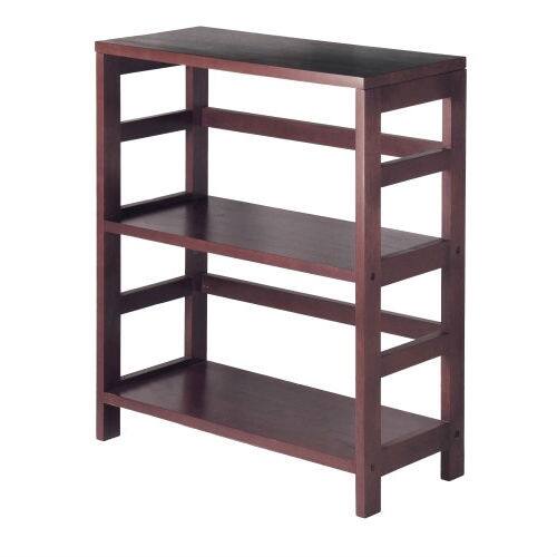 Front. Hivvago - Contemporary 3-Tier Bookcase Storage Shelf in Espresso Wood Finish - Espresso.
