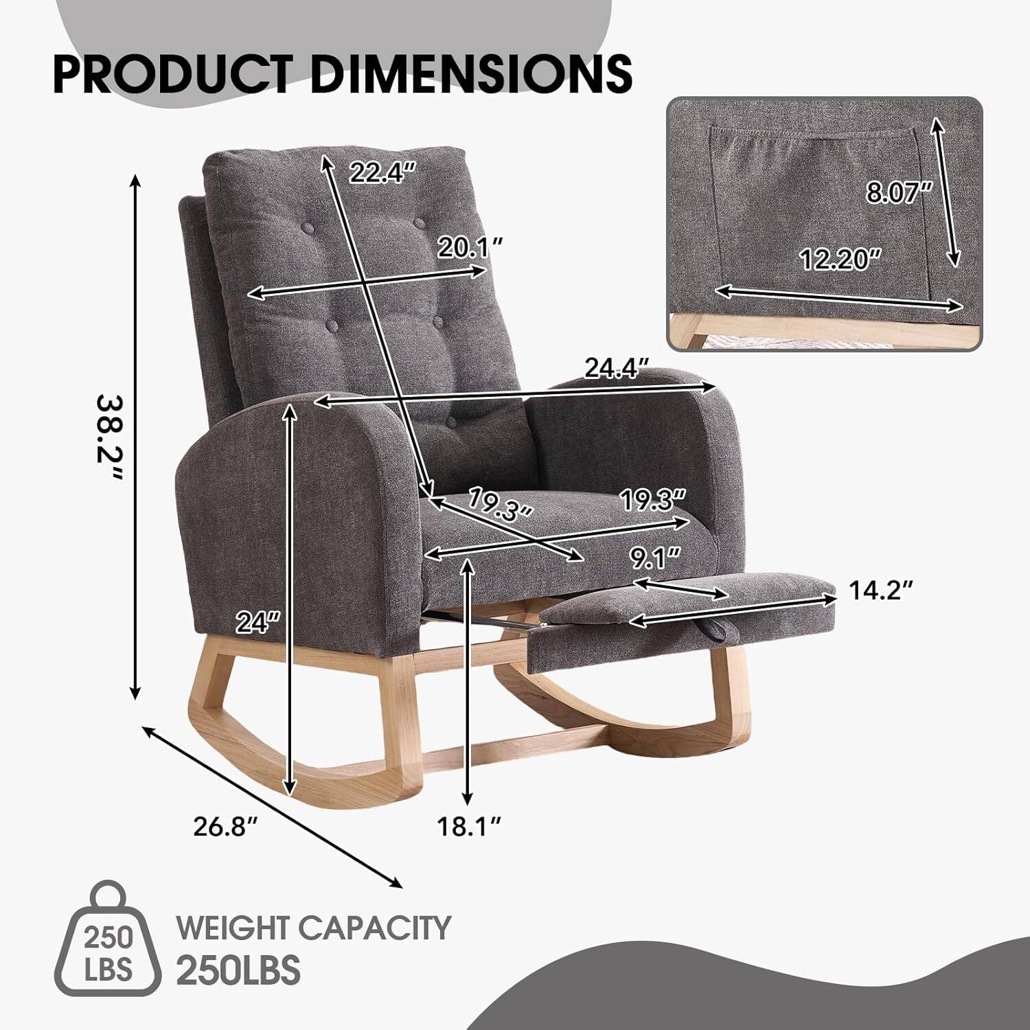 PRODUCT DIMENSIONS  
22.4" x 8.07" x 20.1" x 12.20" x 38.2" x 24" x 19.3" x 24.4" x 19.3" x 9.1" x 14.2" x 26.8" x 18.1" x 250 LBS  
WEIGHT CAPACITY  
250 LBS