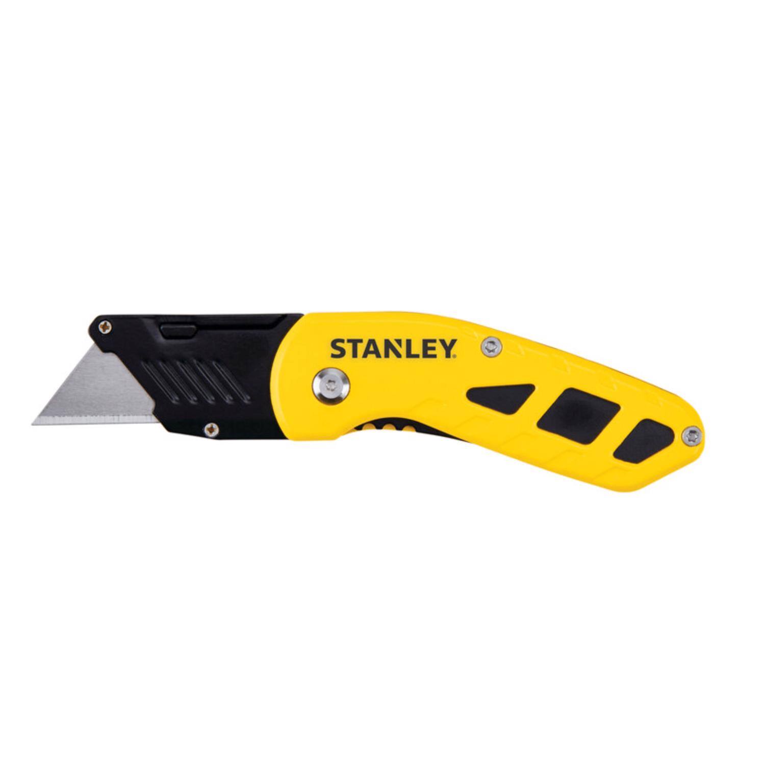 Front. Stanley - Stanley 4 in. Folding Compact Utility Knife Black/Yellow 1 pc.