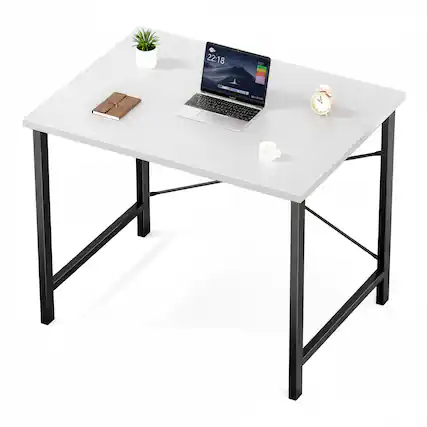 Front. AOITUN - 31-Inch White Small Computer Desk - Compact Desk and Chair Set for Home Office - White.