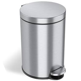 iTouchless - 3.2 Gallon SoftStep Round Stainless Steel Step Bathroom Trash Can with AbsorbX Odor Filter - Silver