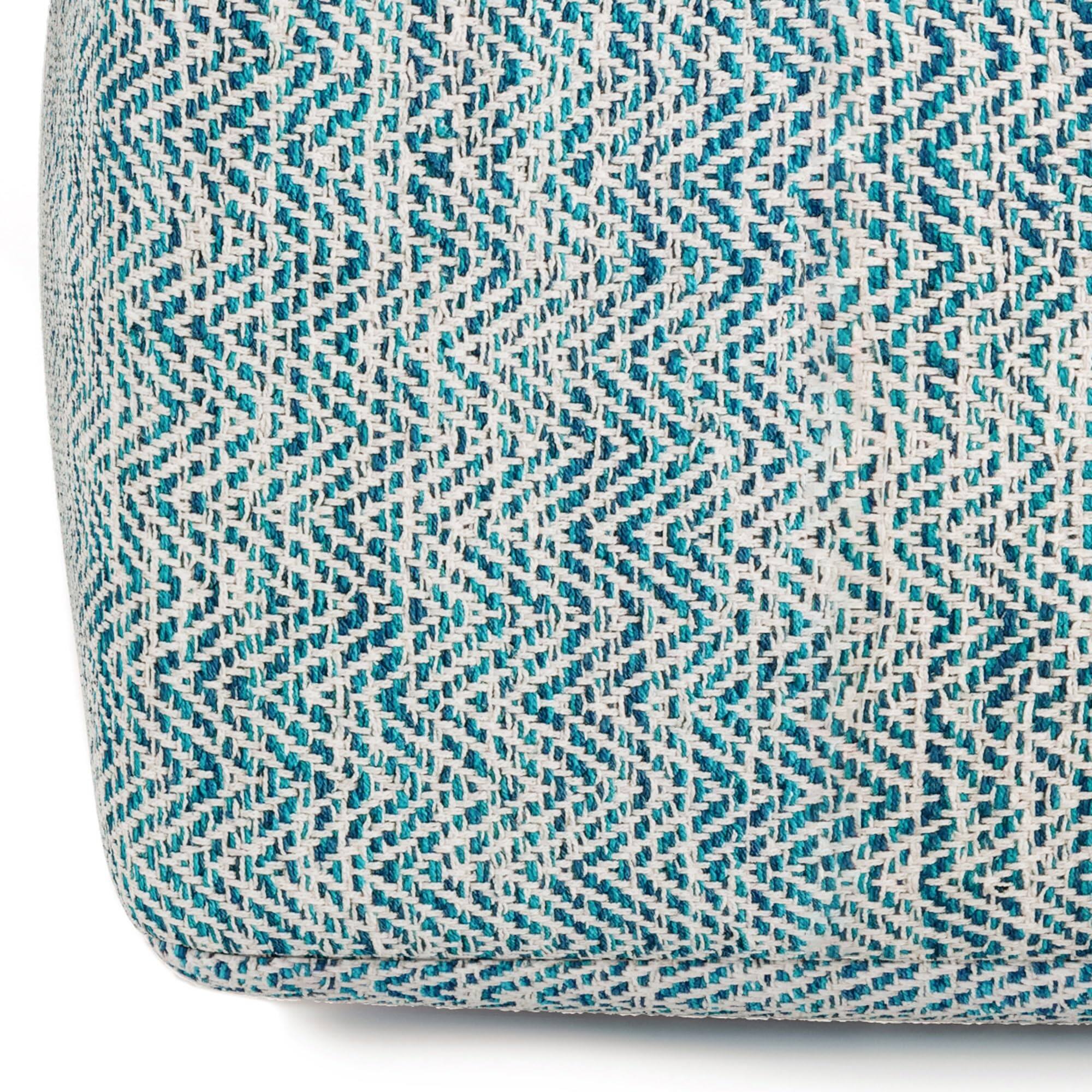 Alt View 2. JETRANSPORT - Nate 20-inch Wide Square Pouf Patterned Teal Melange Handwoven Boho-style Cotton Ottoman Footrest Extra - Patterned Maroon Melange Cotton Pouf.