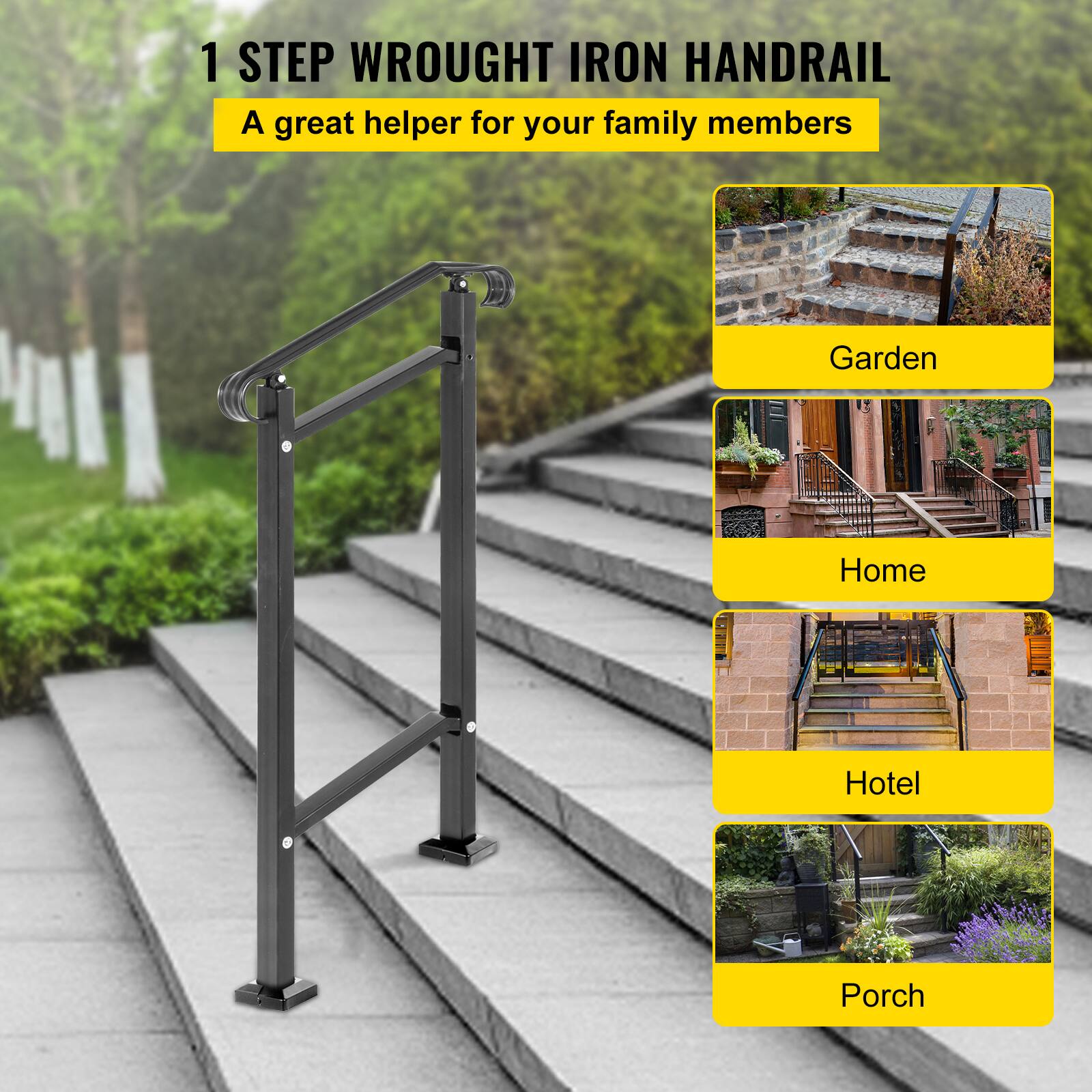 1 STEP WROUGHT IRON HANDRAIL
A great helper for your family members
Garden
Home
Hotel
Porch