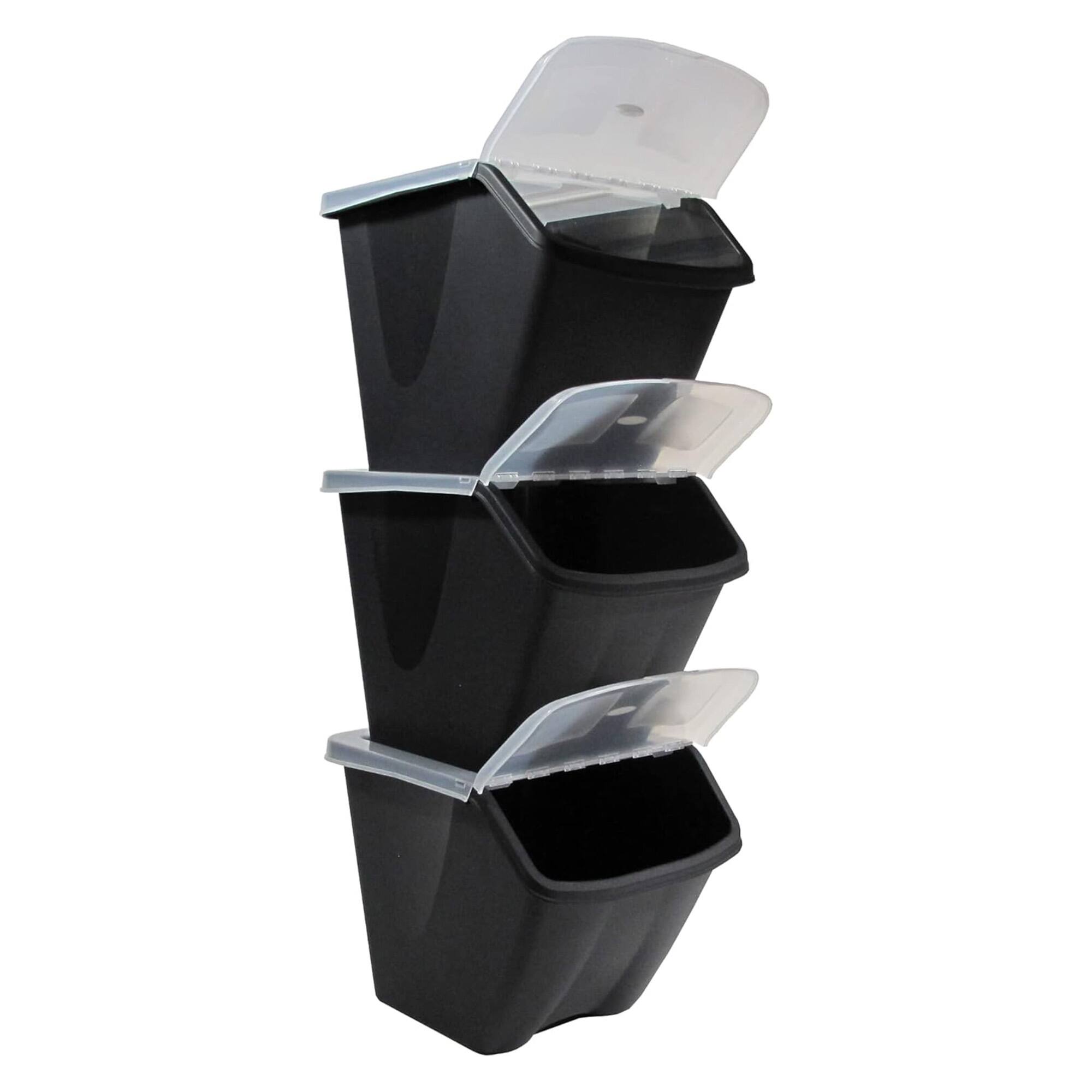 Alt View 7. Redmon - Redmon 10 Gallon Stackable Shutter Bin with Flip Lid Plastic Storage, Black - Charcoal.