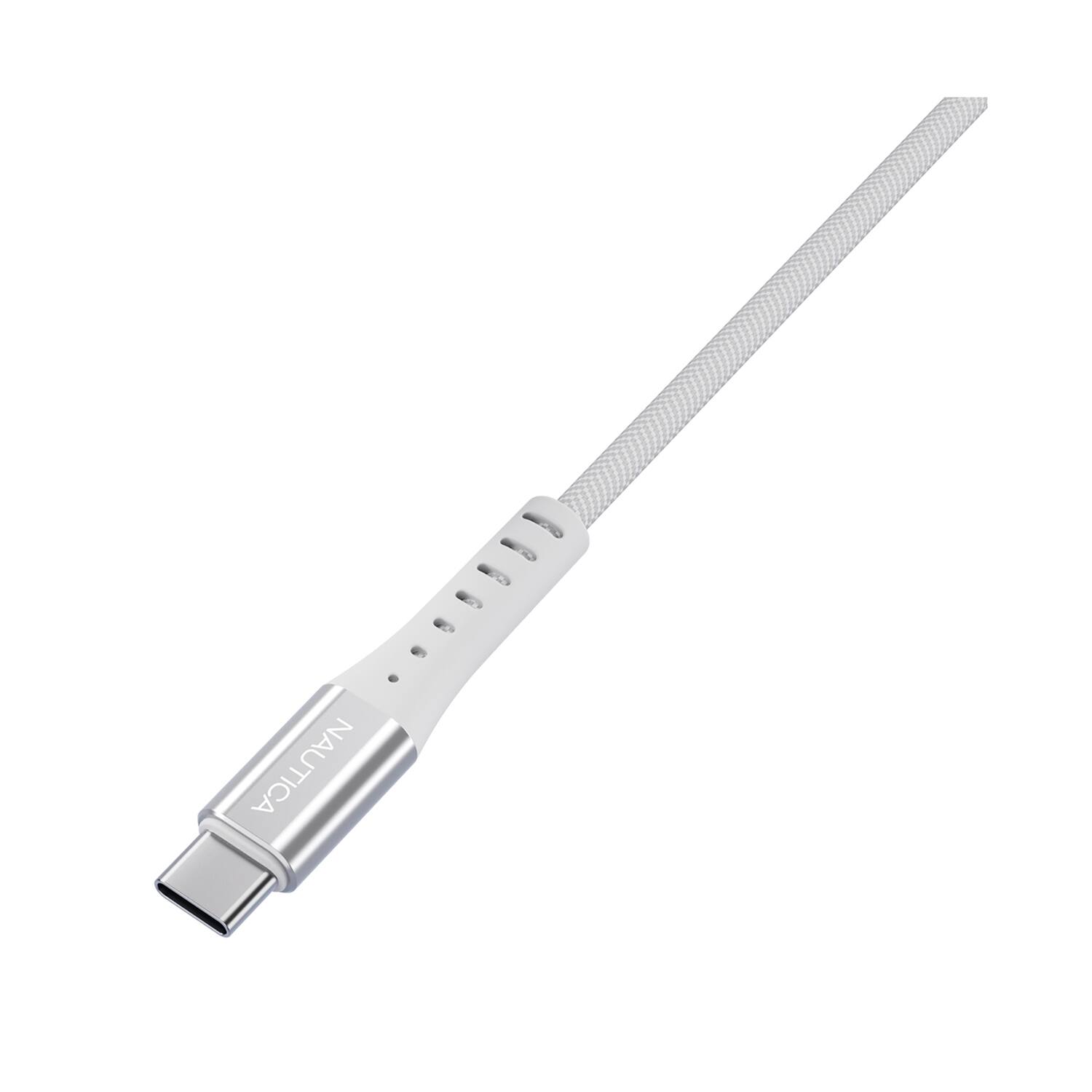 Back. Nautica - Nautica CB600 3 In 1 Braided Charging Cable with 3 USB-C outputs (60W) (4 Ft White) - White.