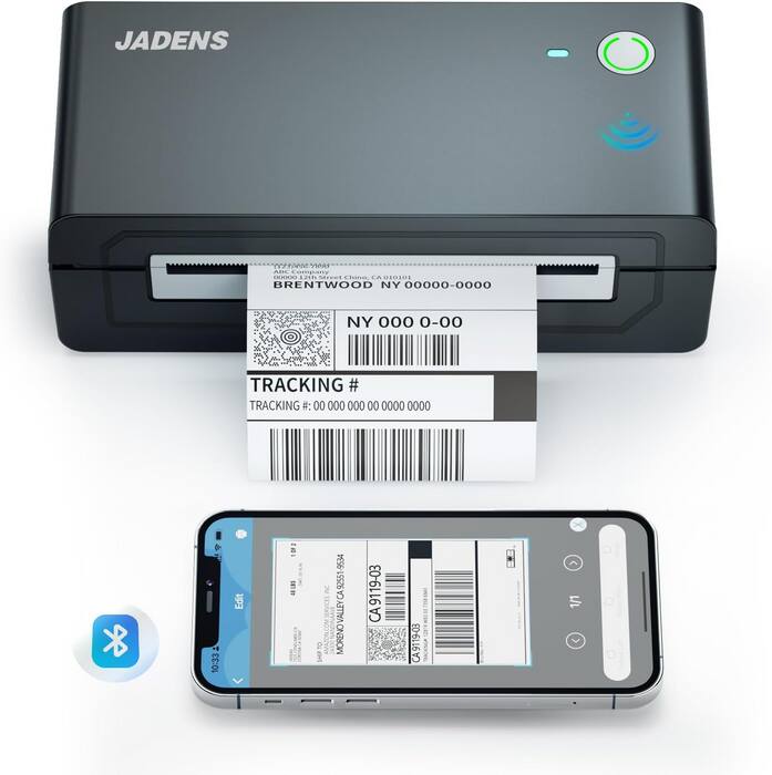 JADENS - Bluetooth Thermal Shipping Label Printer 668BT - Black