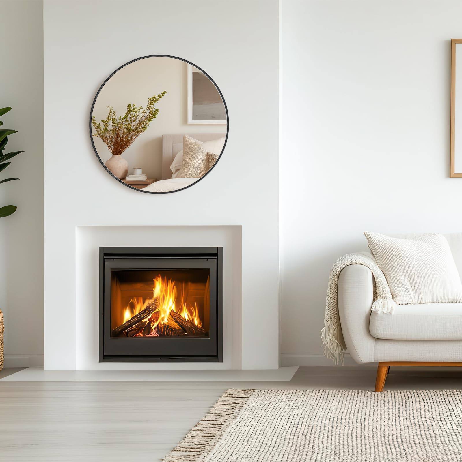 Alt View 1. Cedar Assembly - Round Wall Mirror Bathroom Mirrors For Over Sink Circle Entryway Bedroom Vanity Shatterproof Mirror, - Black-24"L x 36"W-Rectangle.