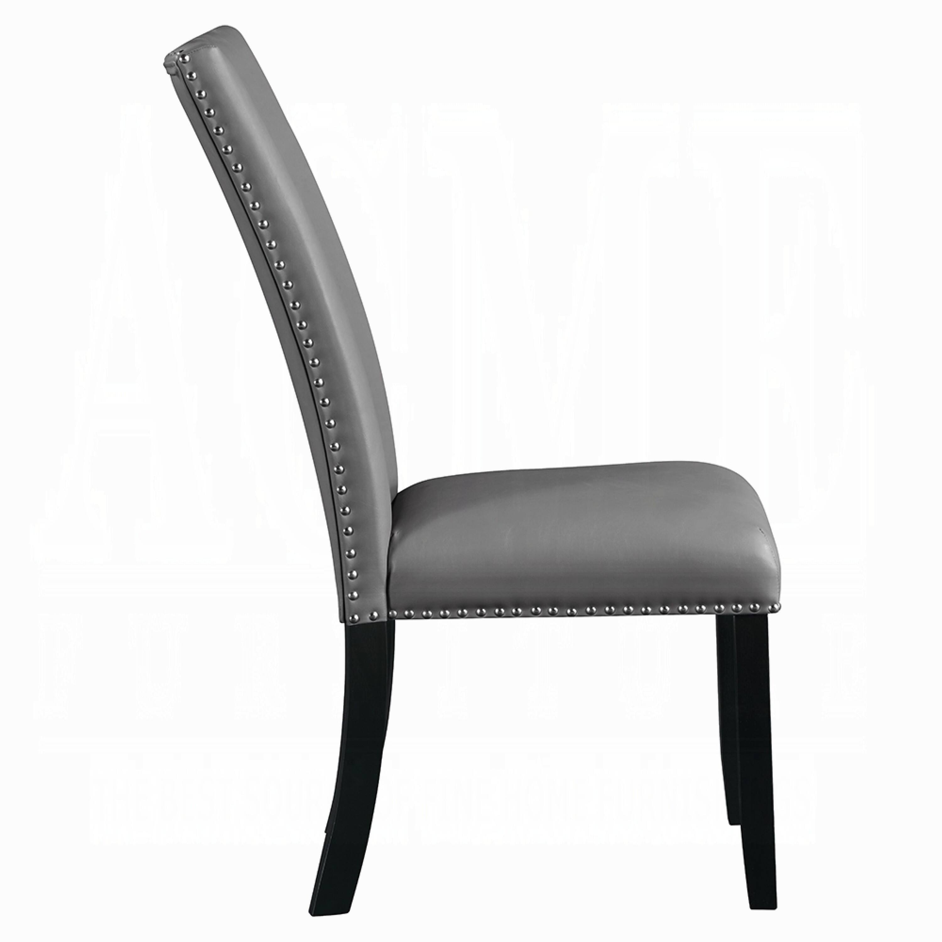 Alt View 3. Manhattan Lane - Aline Side Dining Chair Set of 2, Nailhead Trim - Gray, Black.