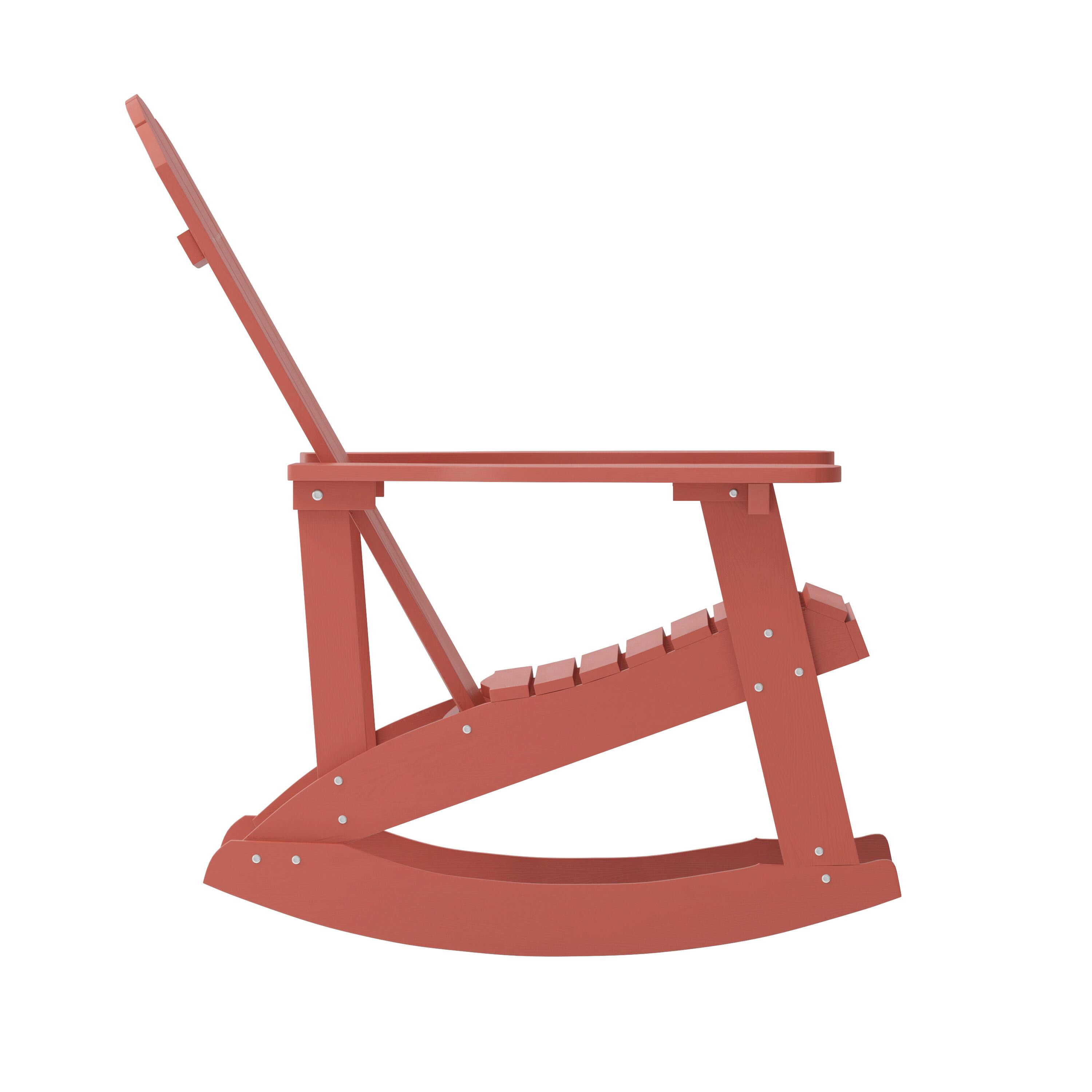 Alt View 8. Emma + Oliver - Classic All-Weather Poly Resin Rocking Adirondack Chair with Stainless Steel Hardware for Year Round Use - Red.