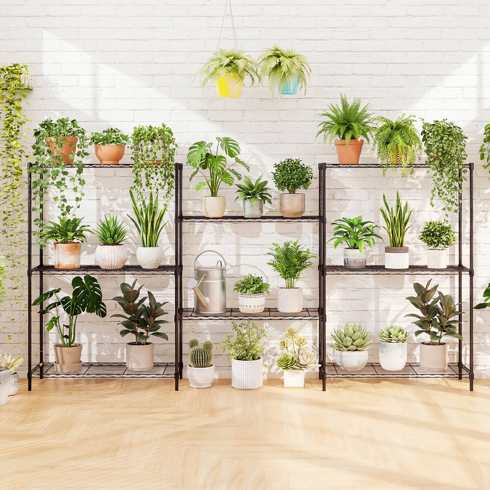 Alt View 4. Costway - Costway 4-Tier Metal Storage Shelving Unit, 1000 LBS Storage Organizer with V-Shaped Rack - Black.