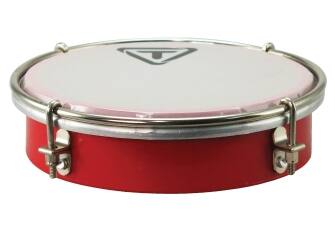 Front. Tycoon Percussion - 6" ABS Tamborim, Durable Brazilian Frame Drum, Synthetic Head, Brushed Nickel Hardware, Red.