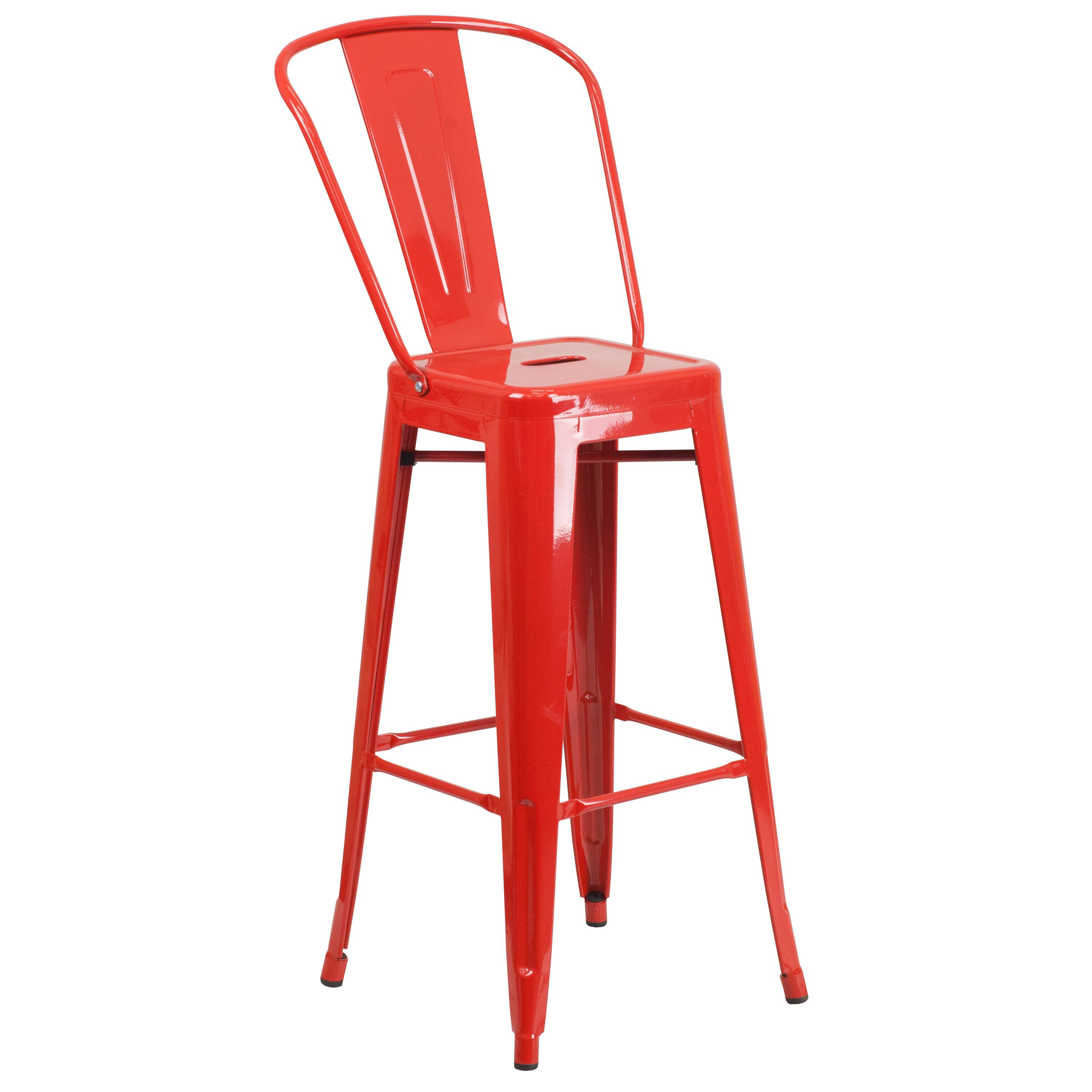 Alt View 4. Emma + Oliver - Commercial Grade 30" Round Metal Indoor-Outdoor Bar Table Set with 4 Cafe Stools - Red.