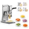 Front. VEVOR - French Fry Cutter, Commercial Vegetable Chopper with 4 Blades - 1/4", 3/8", 6-Wedge Slicer & Apple Corer - Wall Mount - Silver.
