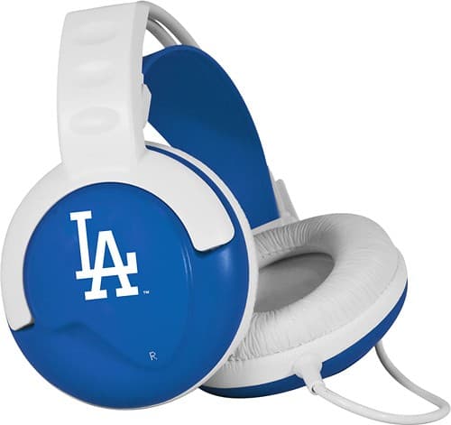 Front Standard. Pangea Brands - Fanjams Los Angeles Dodgers Over-the-Ear Headphones - Blue/White.
