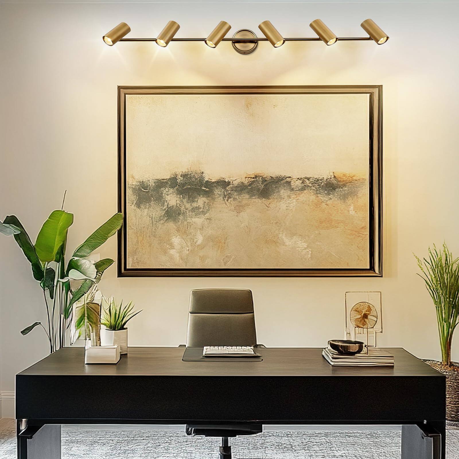 Angle. Dazzed Corner - 6 Light LED Track Lighting Fixture, Rotatable Brass Gold GU10 Base Kitchen Track Lights - Brass Gold.