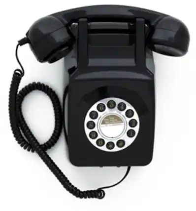 Front. PopMarket - GPO Retro GPO746WBLK 746 Wall Mount Push Button Telephone - Black - MISC ACCESSORY - Black.