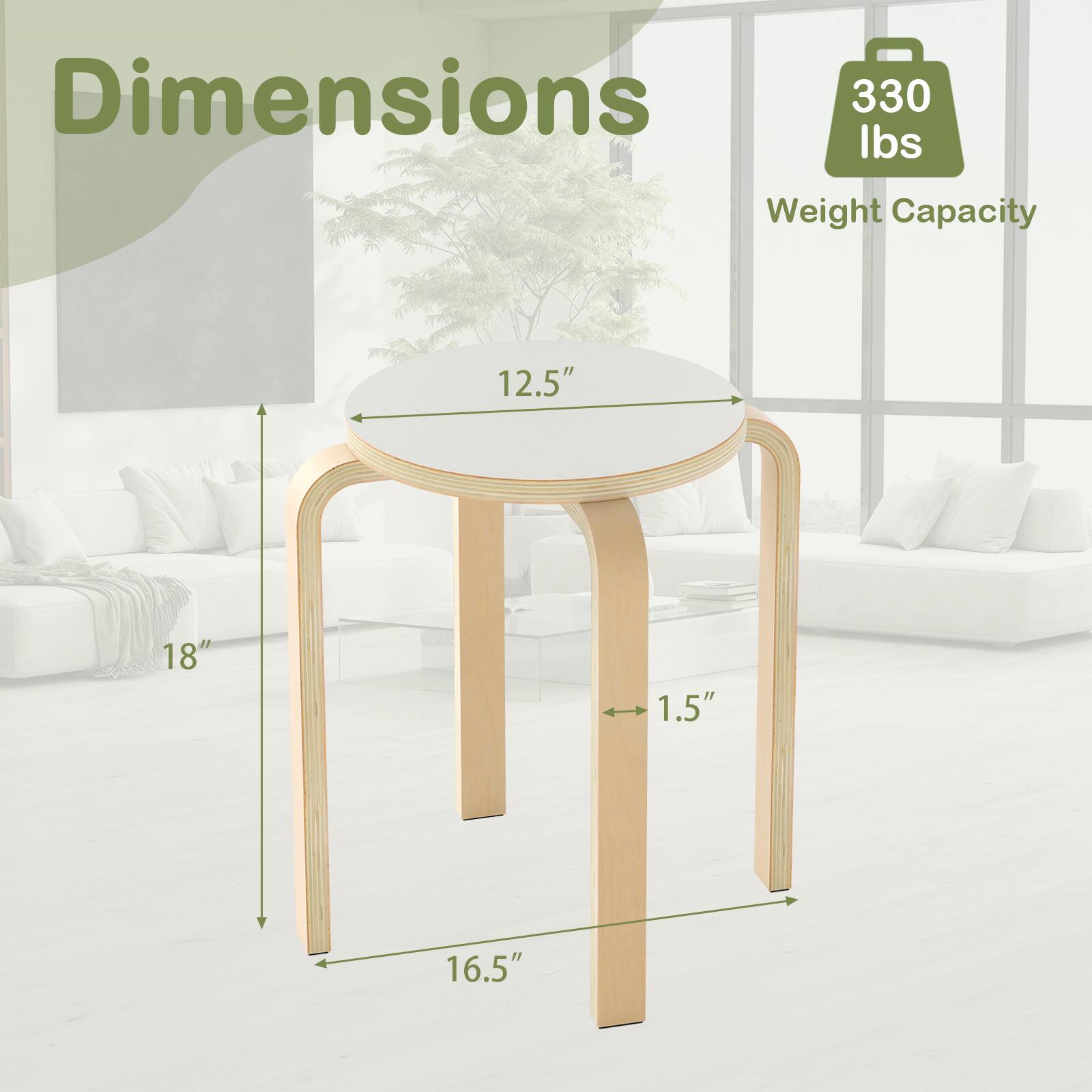 Dimensions: 12.5" x 18" x 16.5"  
Weight Capacity: 330 lbs