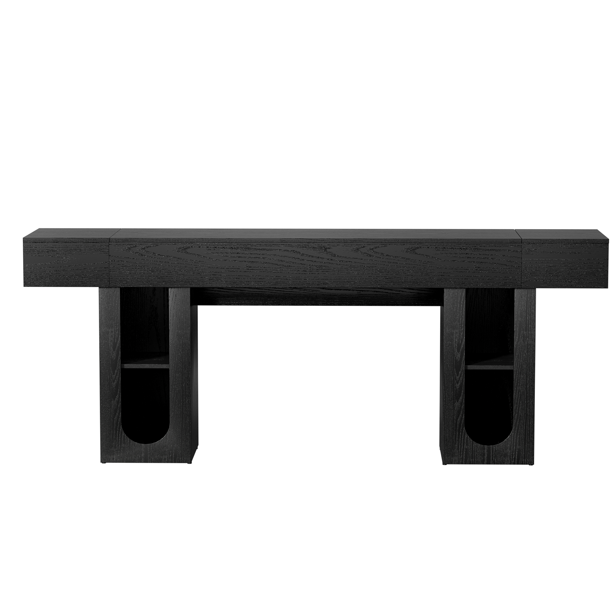 Alt View 1. Whisen - 79-Inch Long Console Table with Built-in Power Outlet and Adjustable Shelves-Black - Black.
