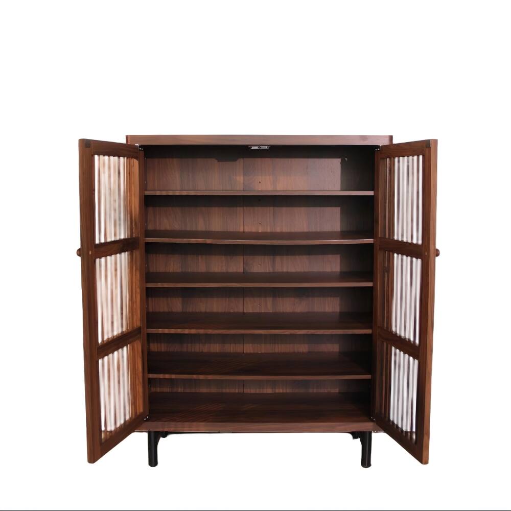 Angle. Loheer - Loheer walnut 6-tier entryway shoe cabinet, wooden modern rack organizer - Walnut.